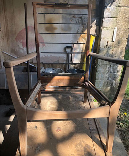 chair ready to be refurbished and upholstered