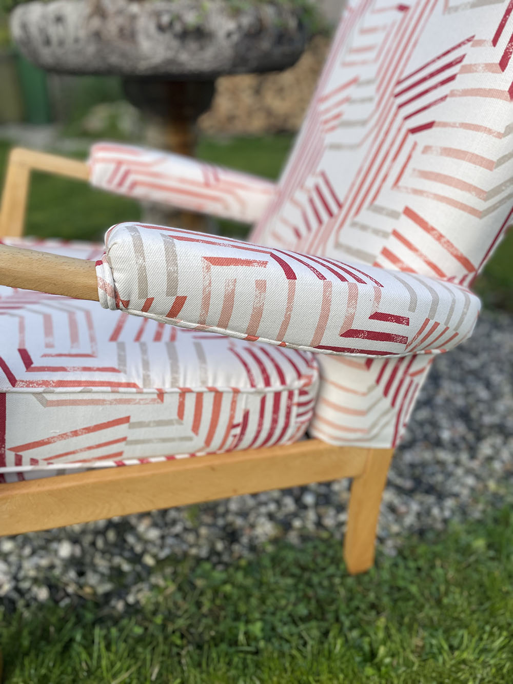 chair recovered by fabric and furniture