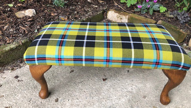 handmade cornish tartan covered footstool