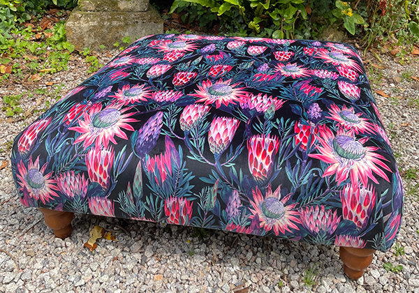 floral design handmade upholstered foot stool