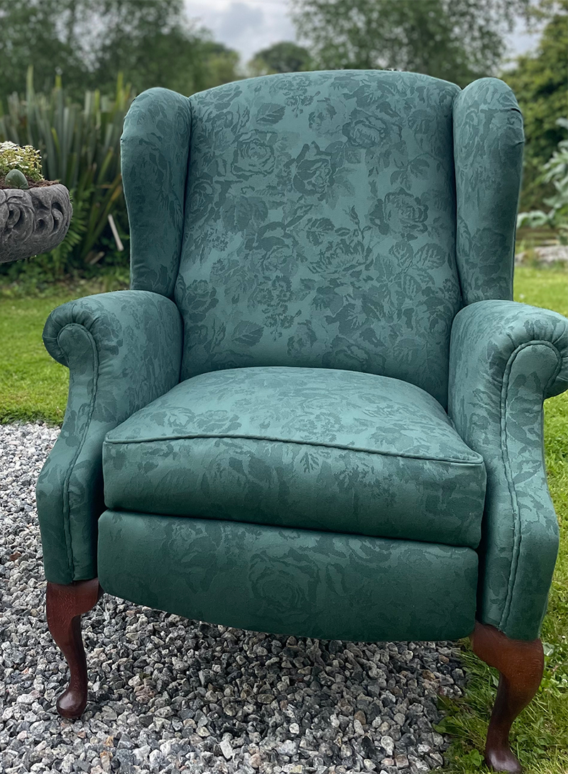 upholstered green chair example
