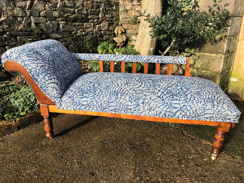 upholstered chaise longue by fabric and furniture devon cornwall