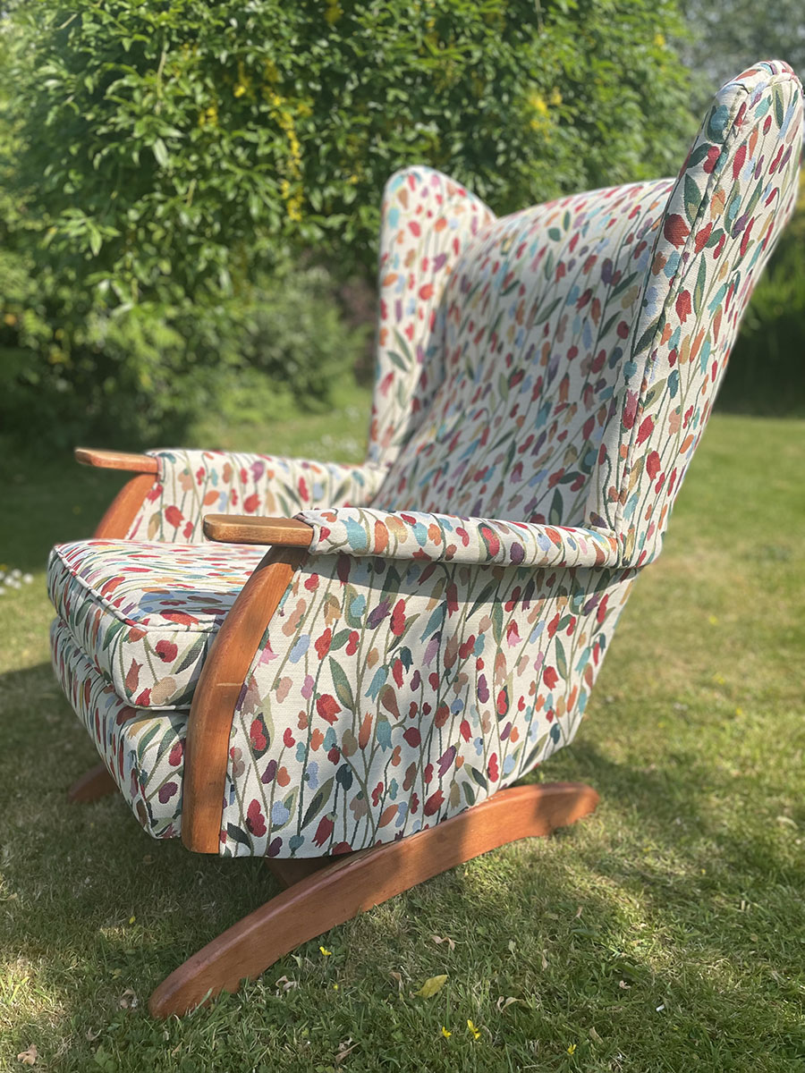 rocking chair refurbished and upholstered