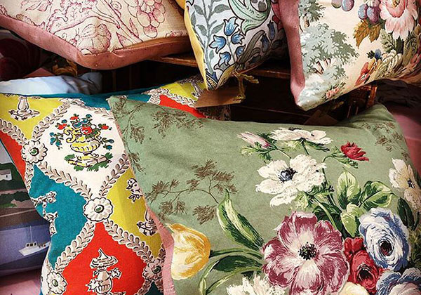 Floral cushions using vintage fabric