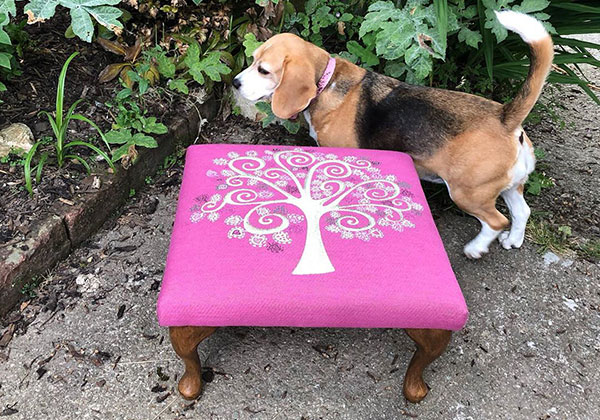 pink footstool