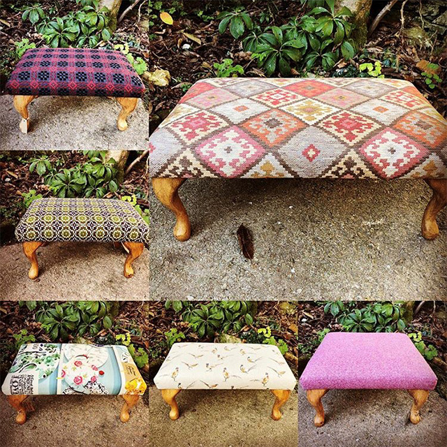 collection of upholstered foot stool