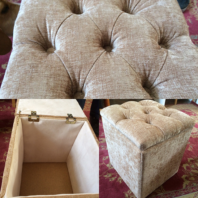 upholstered gold footstool